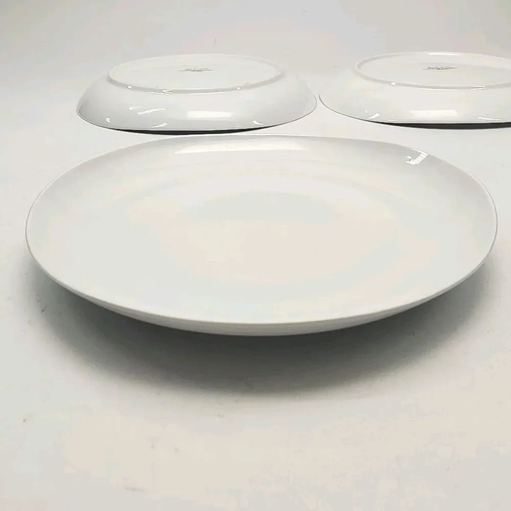 West Elm Organic Shaped White Porcelain 11-1/4” Dinner Plate Set of 4 Wave Curve